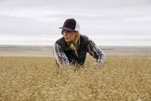 Megz Reynolds at her farm outside of Swift Current, Sask.