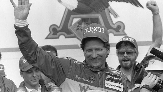 2 Dale Earnhardt Sr., From Kannapolis, N.C., waves in Victory Lane Feb. 9, 1986 in Daytona Beach Fla. after winning the Busch Clash. Earnhardt, one of the greatest stars in auto racing history, died Sunday, Feb. 18, 2001 from injuries in a last-lap crash at the Daytona 500, NASCAR officials said.(AP Photo/chuck Luzier)