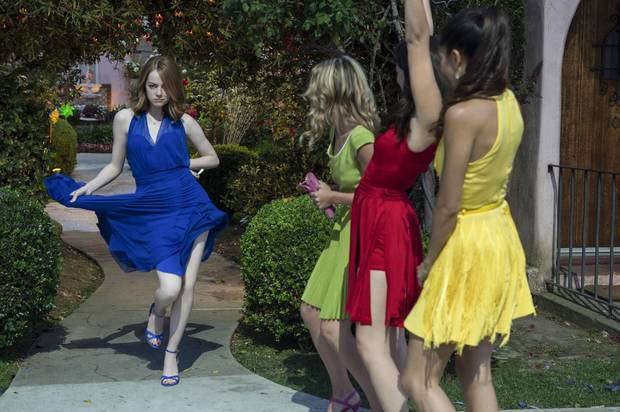 Emma Stone, Jessica Rothe, Callie Hernandez, and Sonoya Mizuno in La La Land.