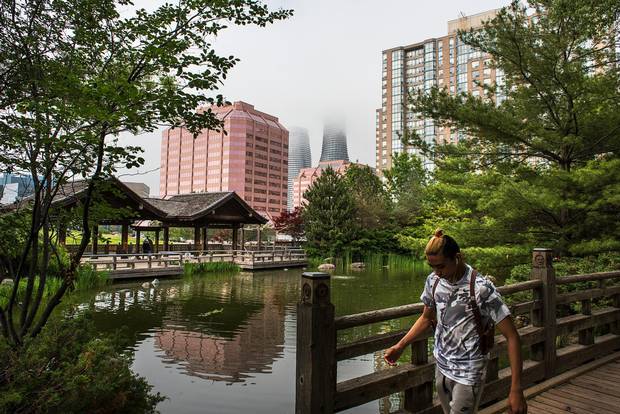 Mississauga’s Keryia Park. The heart of Mississauga Centre contains less sprawl than one might normally associate with the suburbs.
