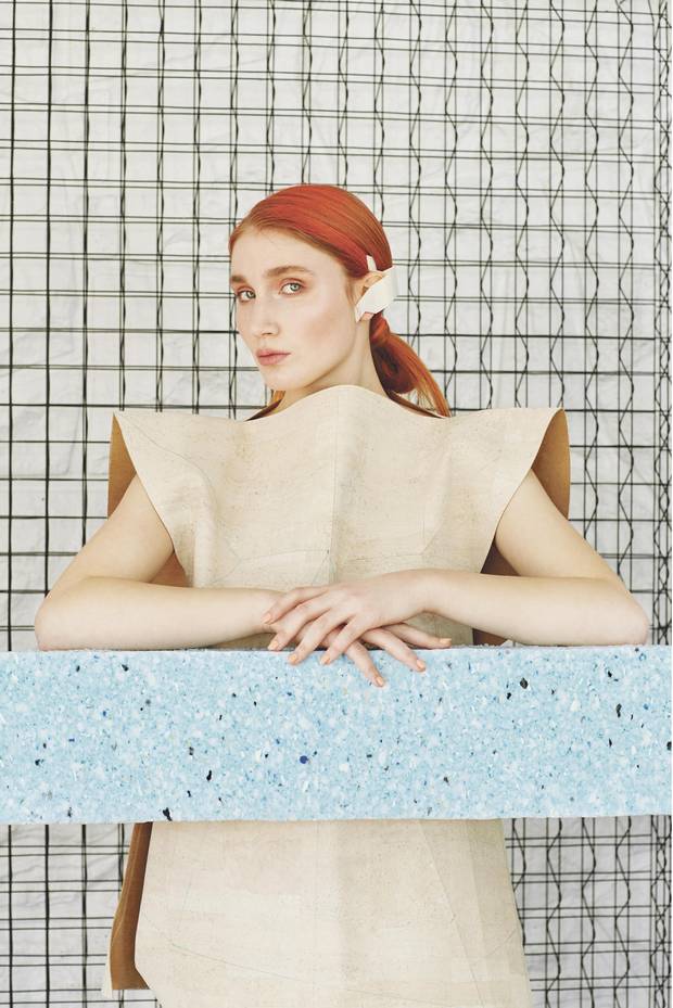 Design + Conquer dress, $500, Design + Conquer pinky ring (worn as ear cuff throughout), $100 through www.design-and-conquer.com.