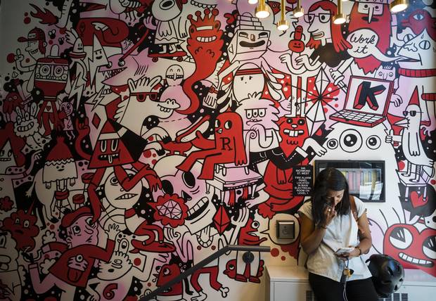 Artwork in the foyer of the WeWork building at 240 Richmond St. W. in Toronto sets the tone.