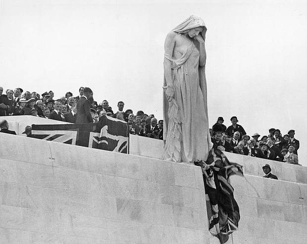 King Edward VII presides over the ceremony at the memorial built on 290 acres of land granted by the French government to Canada as a permanent memorial park.