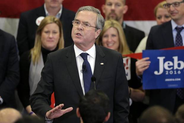 Republican presidential candidate, former Florida Gov. Jeb Bush speaks during a primary night rally, Tuesday, Feb. 9, 2016, in Manchester, N.H.