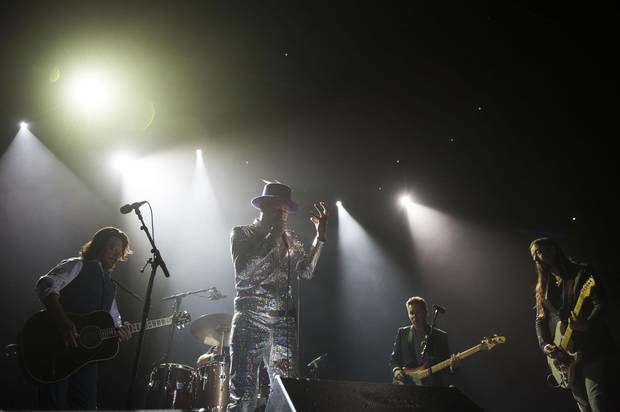 From left: Paul Langlois, Johnny Fay, Gord Downie, Gord Sinclair and Rob Baker of The Tragically Hip perform on Aug. 10, 2016, in Toronto.
