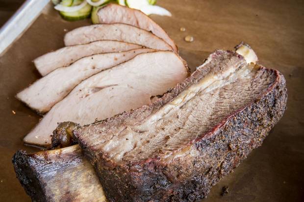 Smoked turkey breast and the beef short rib.