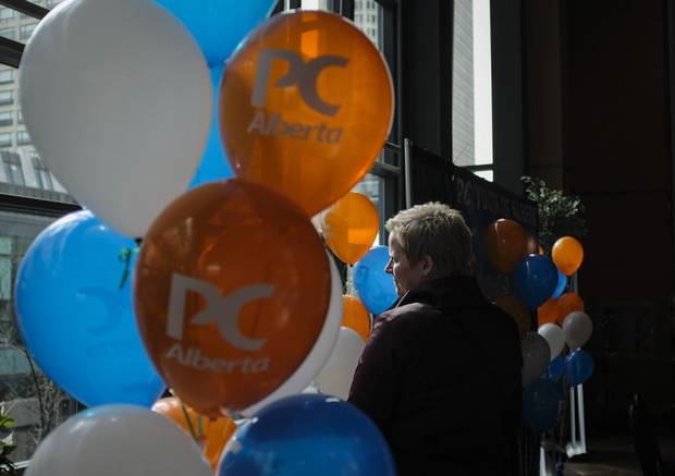 Attendees wait for the doors to open at the Alberta Progressive Conservative Party leadership convention in Calgary on Friday, March 17, 2017.