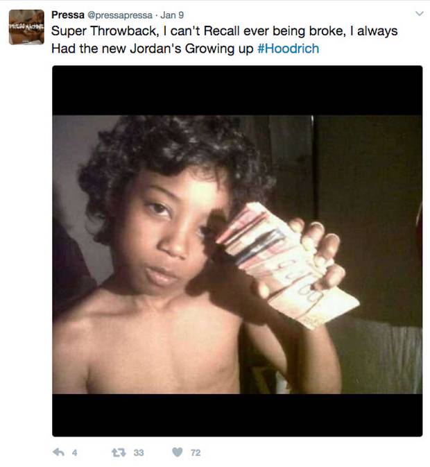 Pressa, whose real name is Quinton Armani Gardner, is shown as a young boy.