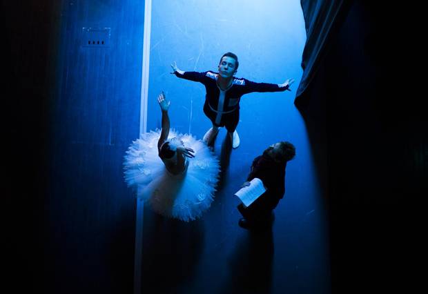 This duet was still warming up before their audition.