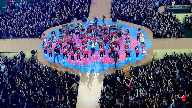 Coldplay performs during the Pepsi Super Bowl 50 Halftime Show at Levi's Stadium on February 7, 2016 in Santa Clara, California.