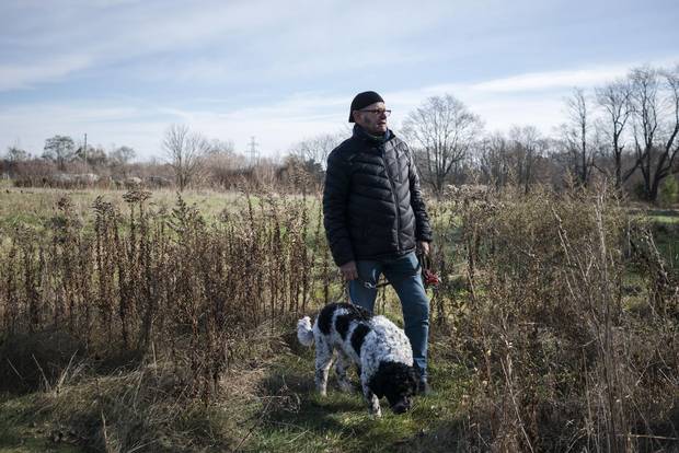 Greg Smith poses for a photo in a park where he regularly walks his dog Stella in London, Ont., on Nov. 21, 2017.