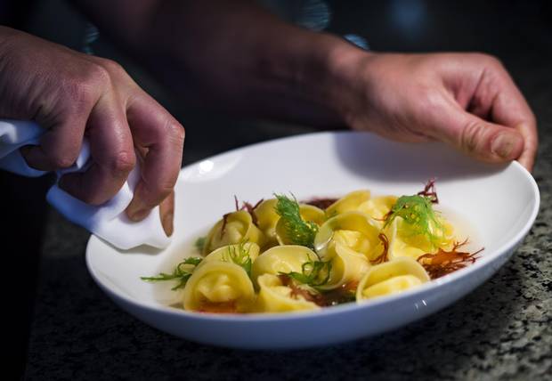Tortellini in dashi broth.