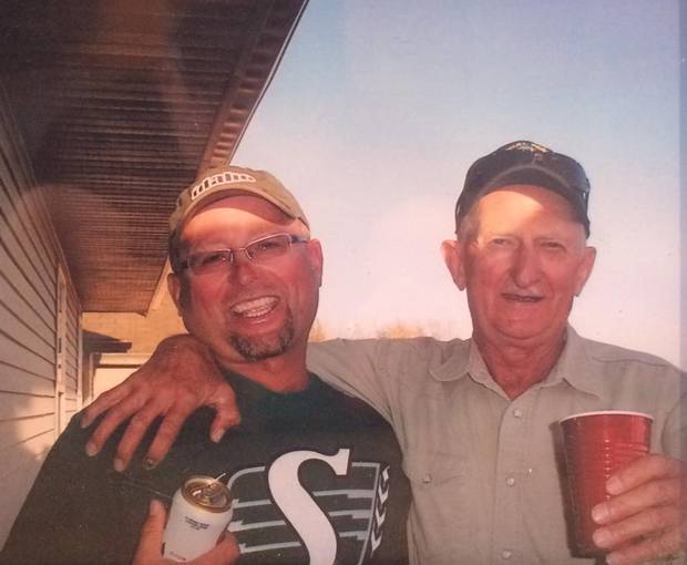 Pat Kucik (left) with his father Mike Kucik, who was killed in a murder suicide in Saskatchewan in July 2016.