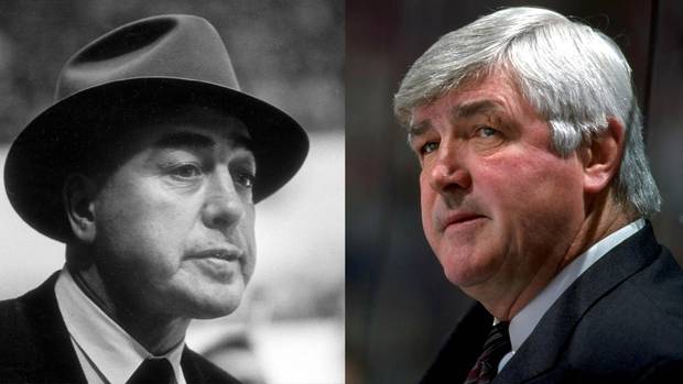 Head coach Pat Quinn of the Toronto Maple Leafs watches from the players box during the game against the New Jersey Devils at the Continental Airlines Arena in East Rutherford, New Jersey. The Maple Leafs defeated the Devils 3-2.