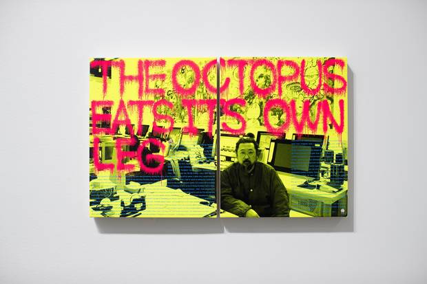 Although the show is travelling to several other cities, it features work created specifically for Vancouver, including three paintings so new they’re not even finished.