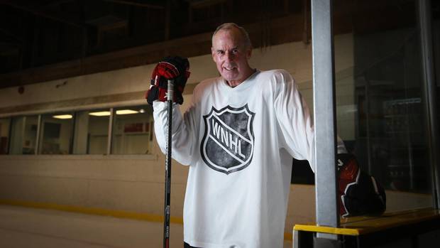 Hockey broadcaster Ron Maclean, the last to leave the ice after the season opener of the Wednesday Night Hockey League in Oakville on October 6, 2016. The group who has been playing hockey together for 30 years.