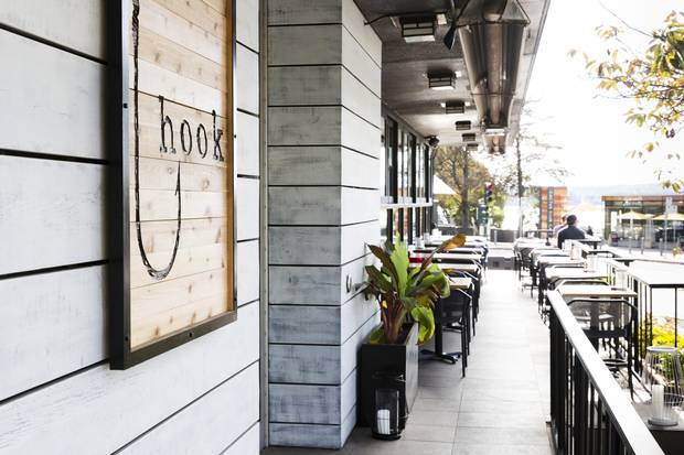 The outdoor patio at Hook Sea Bar.