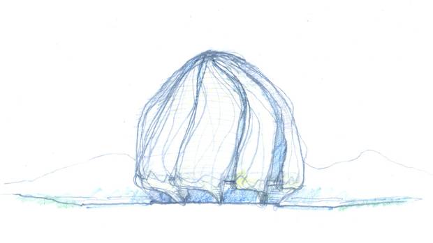 The original sketch of the temple.