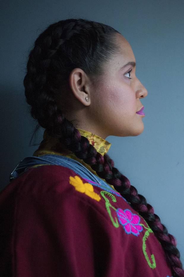 Polaris-winning artist Lido Pimienta poses for a portrait before her set at feminist music festival Venus Fest in Toronto on Sept. 30, 2017. 