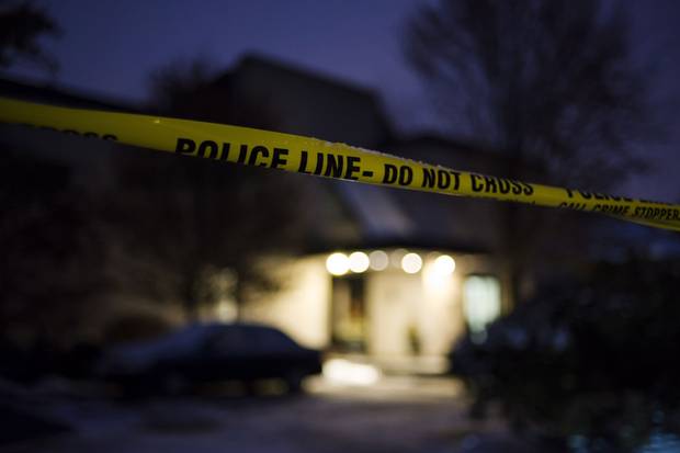 Dec. 15: Police tape surrounds the Shermans’ home the day they were found dead.