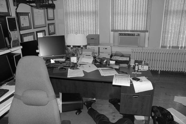 Crime scene: The bludgeoned body of Richard Oland, also known as Dick, was discovered in his Saint John office by his secretary on the morning of July 7, 2011.