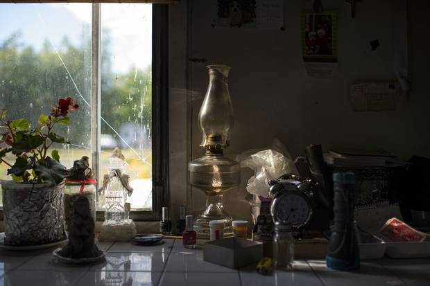 Belongings on Jackie Vautour's kitchen table.