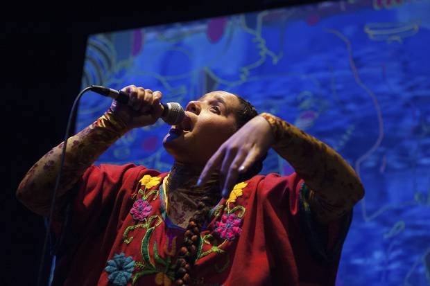 Polaris-winning artist Lido Pimienta performs at Venus Fest in Toronto on Sept. 30.