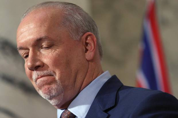 Mr. Horgan is seen at a news conference in Victoria in December, 2017.