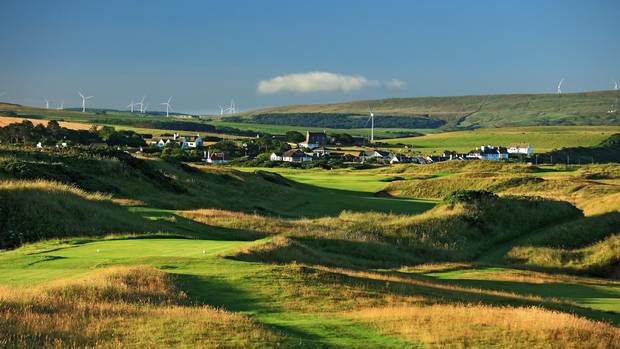 A view of the re-designed 509 yard 17th hole of the Ailsa Course at the Trump Turnberry Resort in Scotland in July.