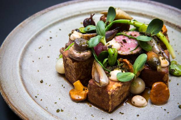 The Moroccan-spiced lamb saddle tastes like real meat – charred, juicy and brawny with tensile fibres that require molar action to chew.