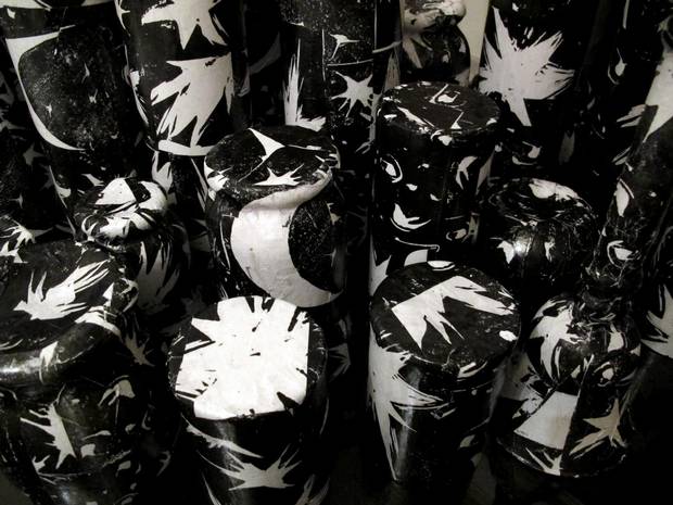 Sandra Brewster, Sojourner's Stars, mixed media on glass, 2017.