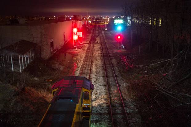 The main railway line, leading from Kitchener to Toronto, is seen in downtown Kitchener. As a new tech-based economy takes root in Southwestern Ontario, many are calling for a high-speed rail line to connect Windsor and Toronto, with stops in London and Kitchener.