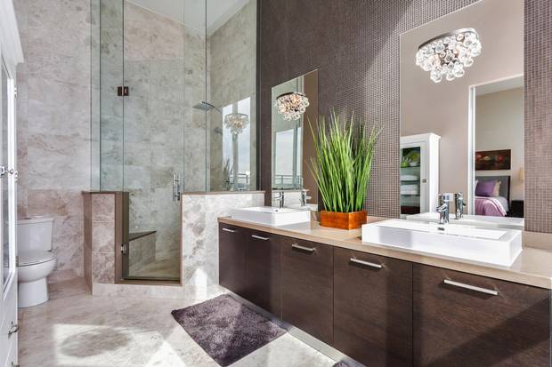 Plans for a tub in the master bathroom were discarded to allow for an enlarged walk-in closet.