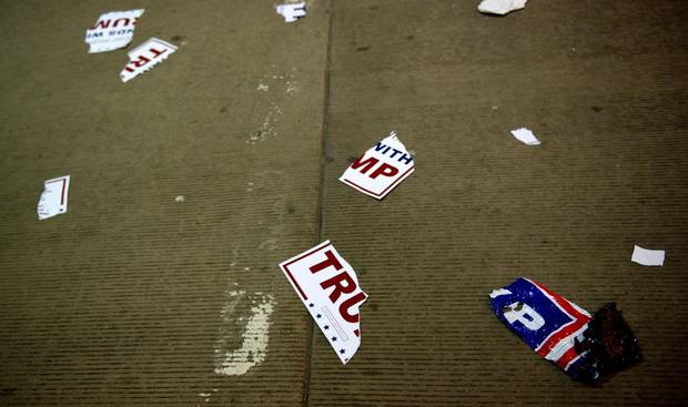 Remnants after a Donald Trump rally in Pittsburgh, Pennsylvania on April 13th.