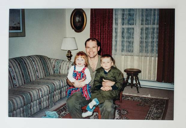 Captain Brad Elms and his children Jake and Stephanie.