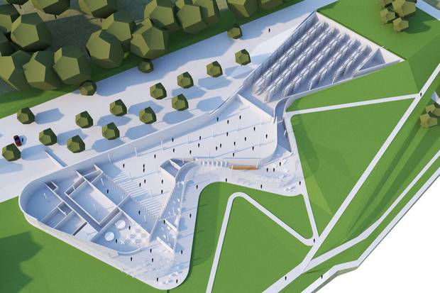 An artist’s rendering shows the design for the lower level of the museum.