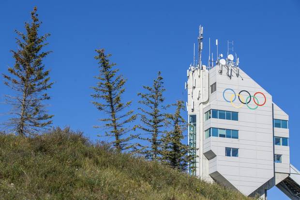 A ski jump at Calgary's Canada Olympic Park, one of the sites of the 1988 Winter Olympics.