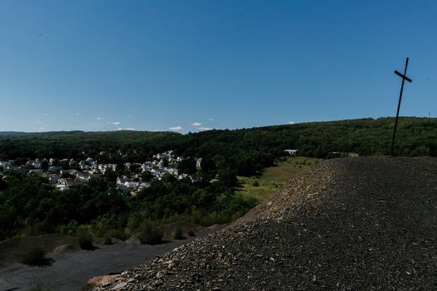 A mining catastrophe in 1959 effectively ended anthracite coal mining in this part of Pennsylvania. The huge banks of coal waste still remain.