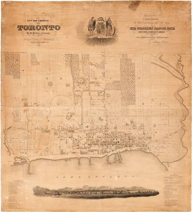 James Cane’s topographical map of Toronto, circa 1842.