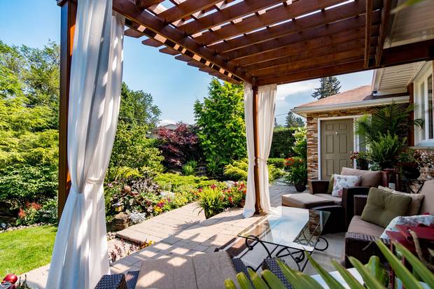 The Scarborough property is surrounded by lush gardens.