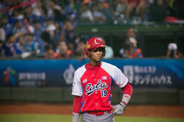 LOURDES GURRIEL #19 of Cuba plays the WBSC Premier 12 match between Cuba and Taiwan at the Taichung Intercontinental Baseball Stadium on November 14, 2015 in Taichung, Taiwan. Photographer: