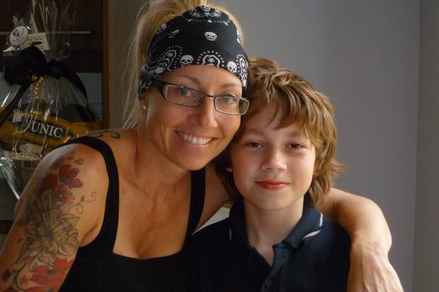 Ms. Le Scelleur with her son.