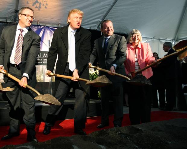 When things were 'great': from left, Val Levitan, president and CEO of Talon, Donald Trump, Alex Shnaider, chairman of Talon and city councillor Pam McConnell break ground for the Trump International Hotel and Tower in October 2007.