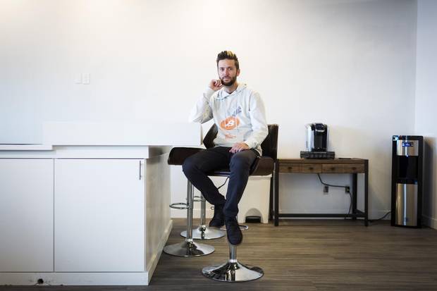 Ben Perrin, who trades in Bitcoin in his office in Calgary, on Nov. 8, 2017.