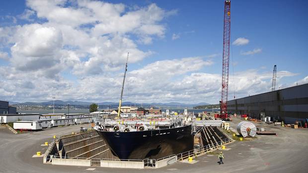 Alex Vicefield, chief executive Inocea Group, and his partners are transforming the M.V. Asterix, seen here in 2016, into what he says will be an interim oil-replenishment ship to lease to navy.