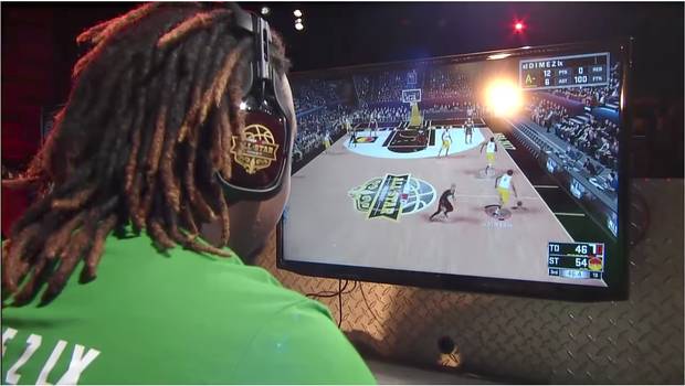 Artreyo Boyd, known as Dimez, captains his team play for $250,000 in an NBA2K Tournament during the 2017 NBA All-Star week.