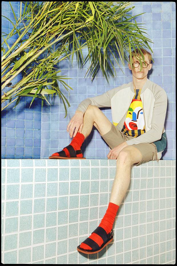 Jacket, $5,450 at Hermès (www.hermes.com). Fendi shirt, $710 at Holt Renfrew Men. Theory shorts, $207 at Saks Fifth Avenue. Marni sandals, $755 at Hudson’s Bay. Socks, $11 at Cos