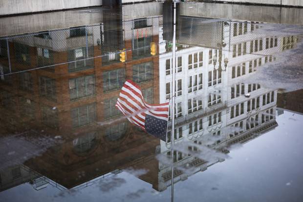 The former site of the Hudson’s department store in downtown Detroit.