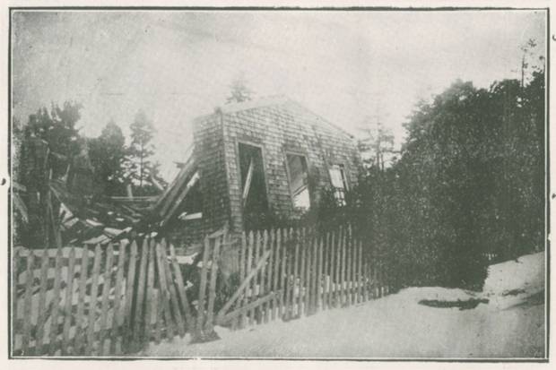 1917: The school at Tuft’s Cove lies in ruins after the Halifax Explosion. At the time of the explosion, there were at least 17 families living in the community.