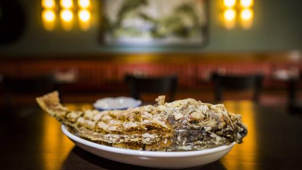 Flash-fried whole fish at Kissa Tanto in Vancouver.
